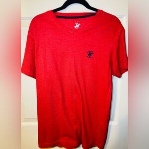 Beverly Hills Polo Club Men's Red Golf V-Neck T-shirt, M